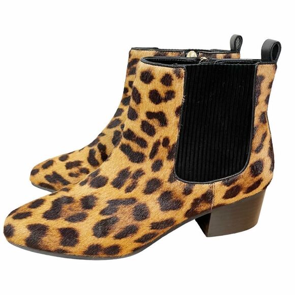 Talbots Leopard Calf Hair Ankle Boots - Picture 1 of 10